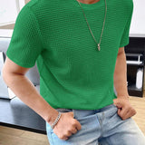 Camiseta casual para hombre de manga corta, color sólido y corte holgado