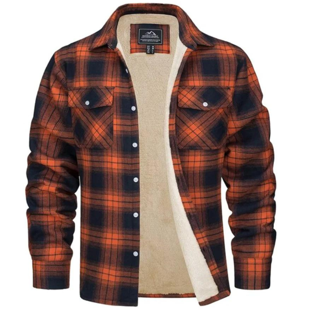 Chaqueta de cuadros para hombre con forro de vellón