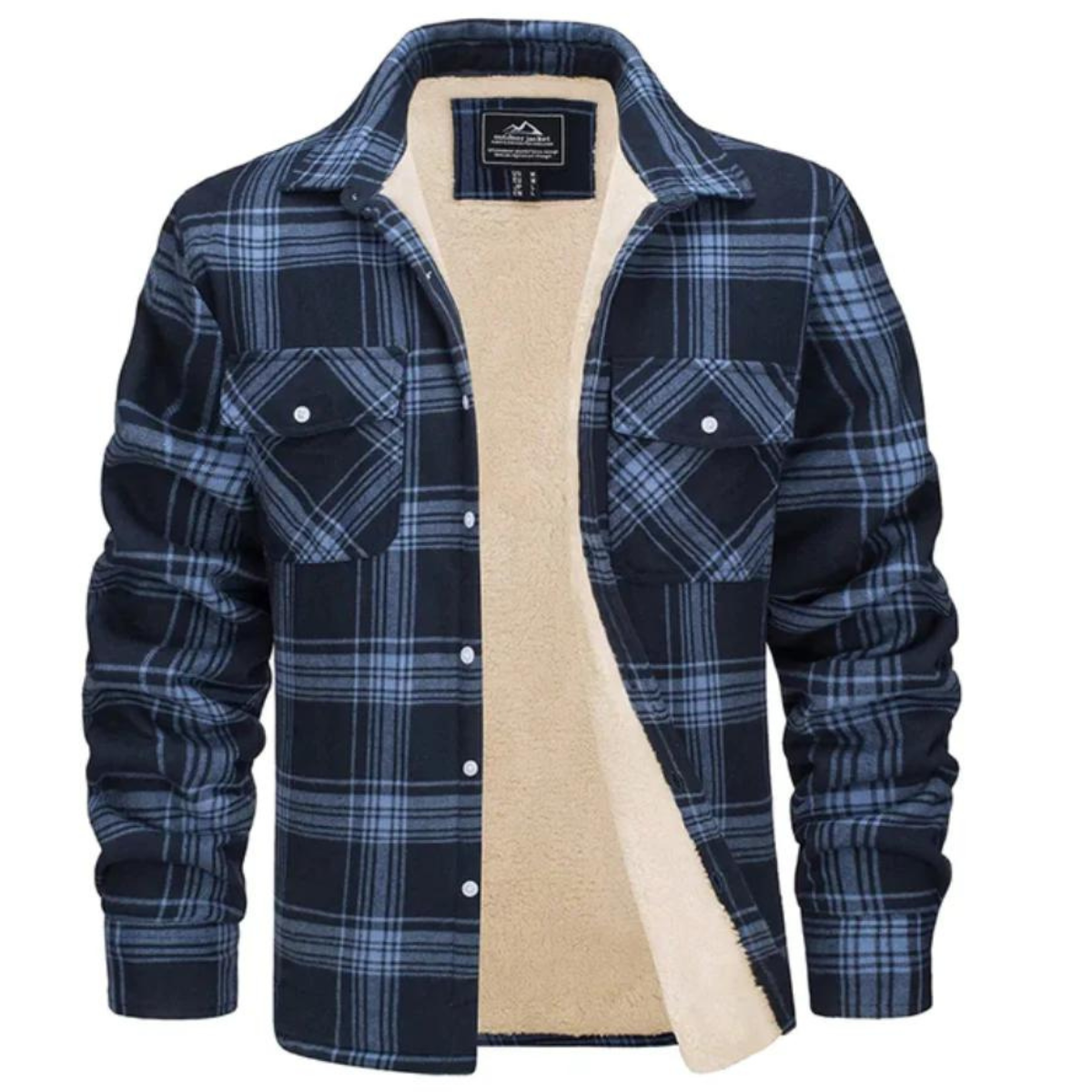 Chaqueta de cuadros para hombre con forro de vellón
