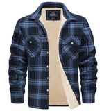 Chaqueta de cuadros para hombre con forro de vellón