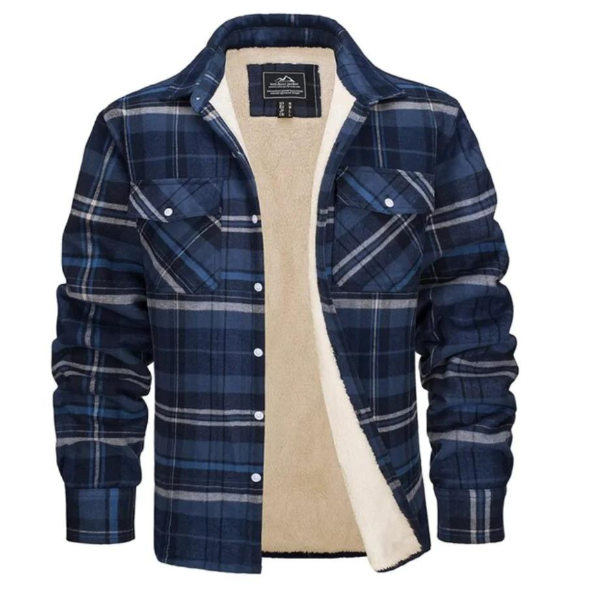 Chaqueta de cuadros para hombre con forro de vellón