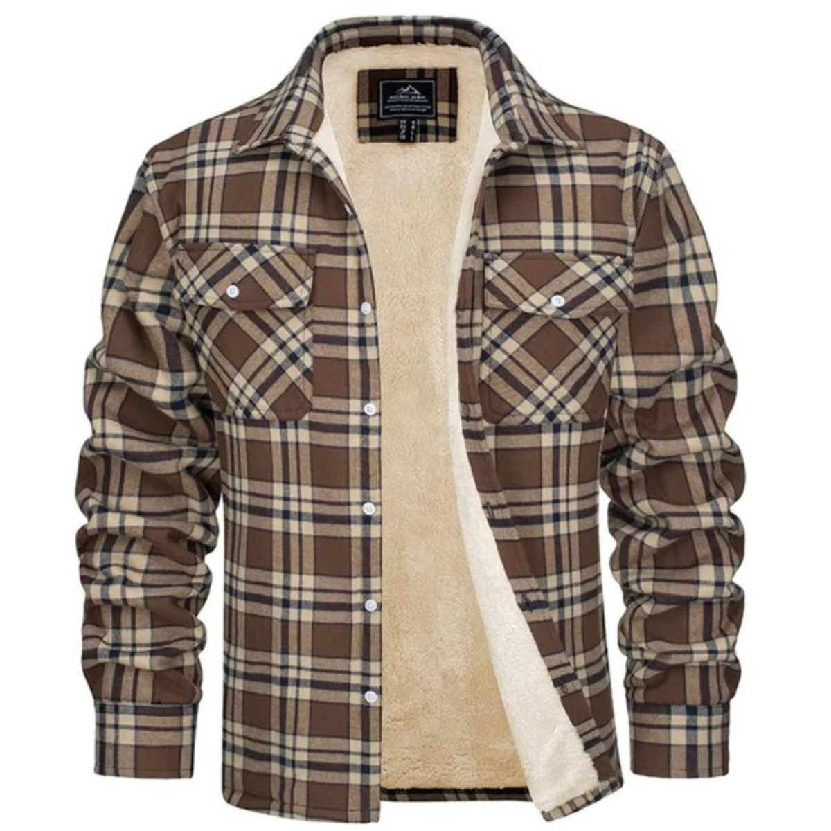 Chaqueta de cuadros para hombre con forro de vellón