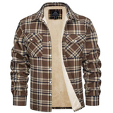 Chaqueta de cuadros para hombre con forro de vellón