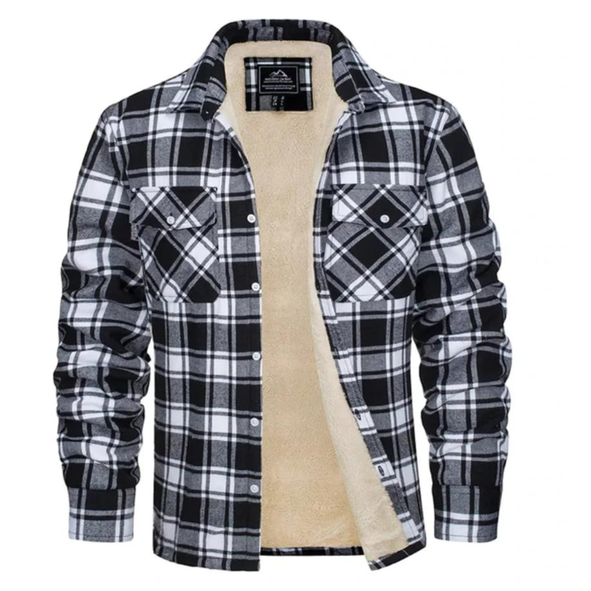 Chaqueta de cuadros para hombre con forro de vellón