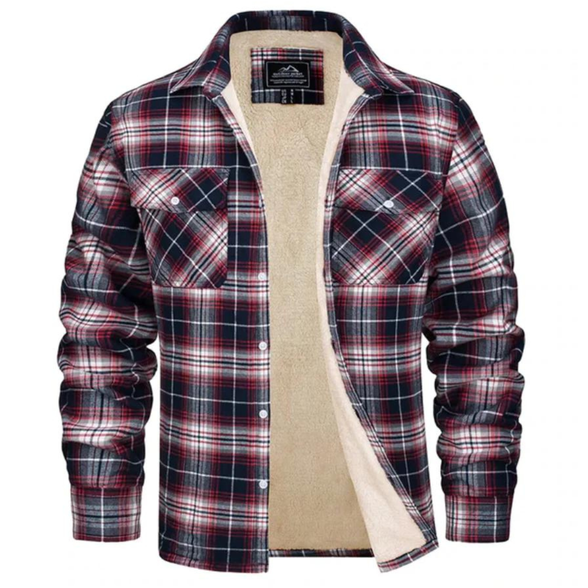 Chaqueta de cuadros para hombre con forro de vellón