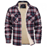 Chaqueta de cuadros para hombre con forro de vellón