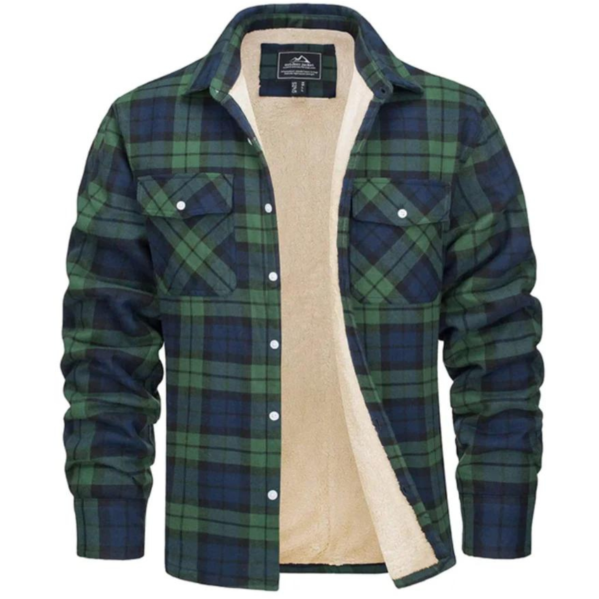 Chaqueta de cuadros para hombre con forro de vellón