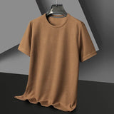 Camiseta de verano para hombre de punto waffle con cuello redondo – camiseta casual ligera