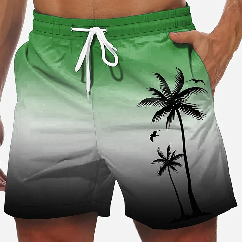 Pantalones cortos de playa para hombre con estampado 3D de palmera de coco
