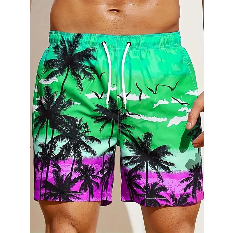 Pantalones cortos de playa para hombre con estampado 3D de palmera de coco