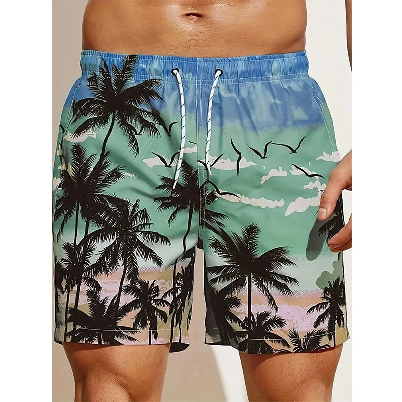 Pantalones cortos de playa para hombre con estampado 3D de palmera de coco