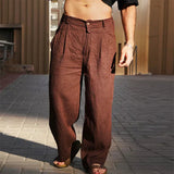 Pantalones premium de lino de pierna ancha