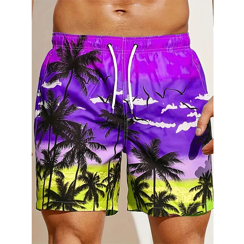 Pantalones cortos de playa para hombre con estampado 3D de palmera de coco