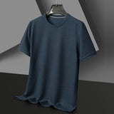 Camiseta de verano para hombre de punto waffle con cuello redondo – camiseta casual ligera