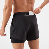 Pantalones cortos para correr 2 en 1 de secado rápido para hombre con bolsillo para teléfono