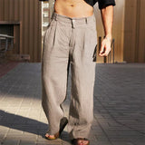 Pantalones premium de lino de pierna ancha