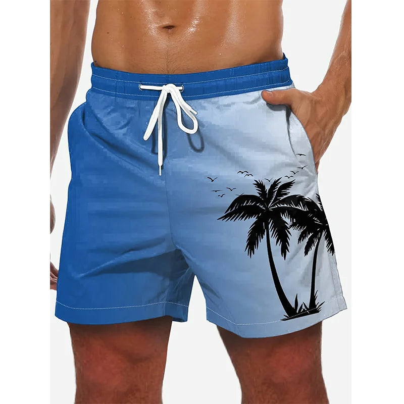 Pantalones cortos de playa para hombre con estampado 3D de palmera de coco