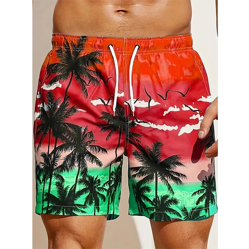 Pantalones cortos de playa para hombre con estampado 3D de palmera de coco
