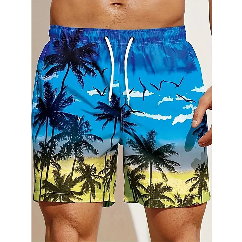 Pantalones cortos de playa para hombre con estampado 3D de palmera de coco