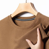 Camiseta de verano para hombre de punto waffle con cuello redondo – camiseta casual ligera