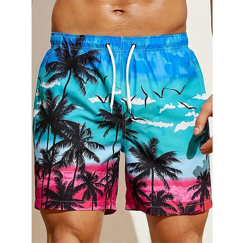 Pantalones cortos de playa para hombre con estampado 3D de palmera de coco
