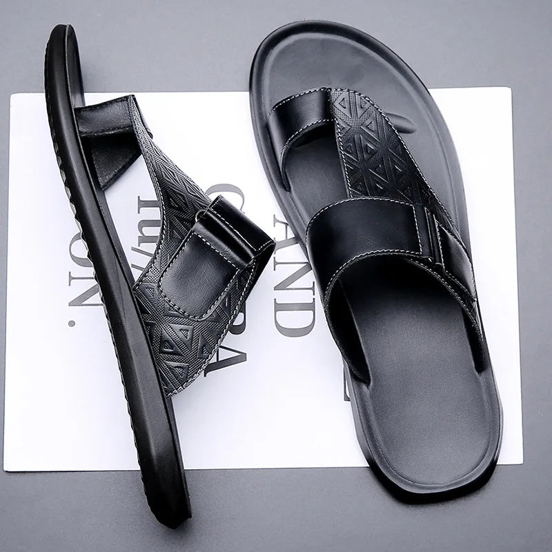 Sandalias de cuero Ashmere – Sandalias deslizantes de cuero premium texturizado