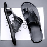 Sandalias de cuero Ashmere – Sandalias deslizantes de cuero premium texturizado