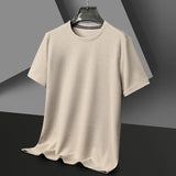 Camiseta de verano para hombre de punto waffle con cuello redondo – camiseta casual ligera