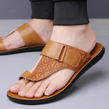 Sandalias de cuero Ashmere – Sandalias deslizantes de cuero premium texturizado