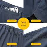 Pantalones cortos para correr 2 en 1 de secado rápido para hombre con bolsillo para teléfono