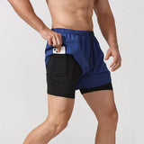 Pantalones cortos para correr 2 en 1 de secado rápido para hombre con bolsillo para teléfono