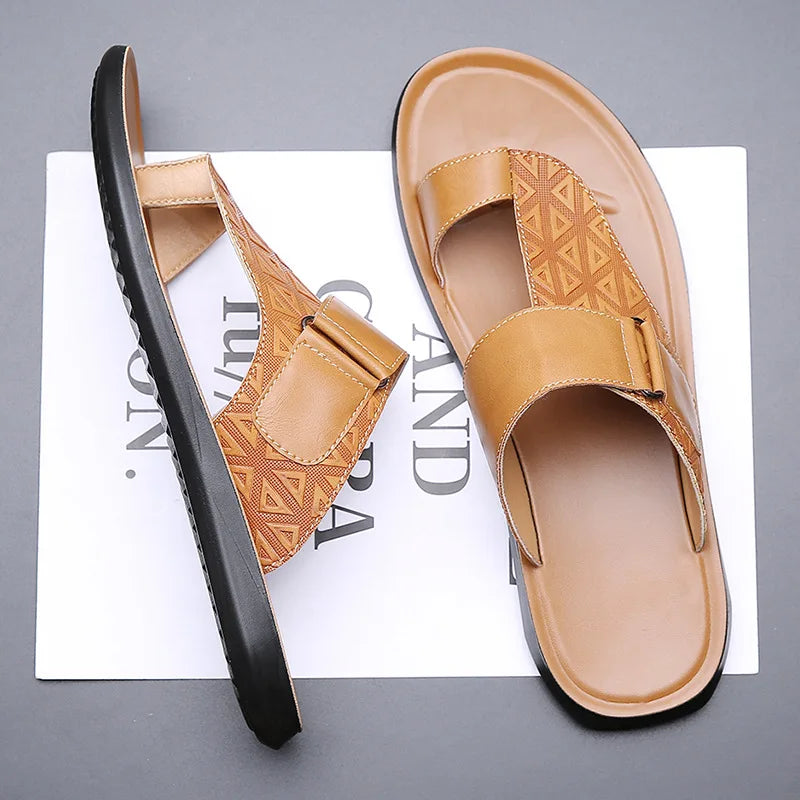 Sandalias de cuero Ashmere – Sandalias deslizantes de cuero premium texturizado