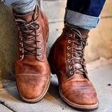 Botas de cuero para hombre con cordones hasta el tobillo
