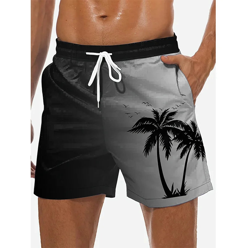 Pantalones cortos de playa para hombre con estampado 3D de palmera de coco