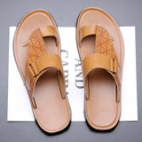 Sandalias de cuero Ashmere – Sandalias deslizantes de cuero premium texturizado