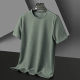 Camiseta de verano para hombre de punto waffle con cuello redondo – camiseta casual ligera