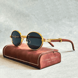 Gafas de sol ovaladas Enzo™ Premium – Montura de madera y metal UV400