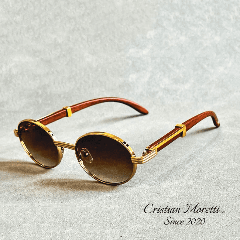 Gafas de sol ovaladas Enzo™ Premium – Montura de madera y metal UV400