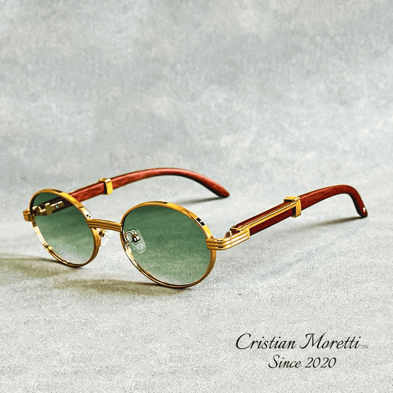 Gafas de sol ovaladas Enzo™ Premium – Montura de madera y metal UV400