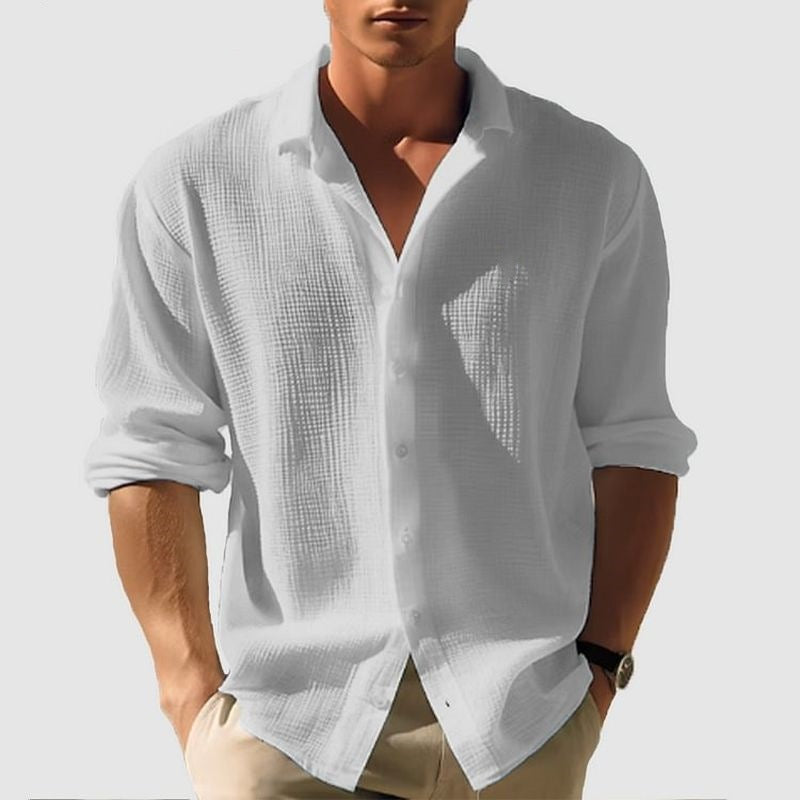 Camisa de manga larga para hombre con solapa