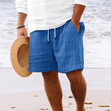Pantalones cortos de verano para hombre con cordón y rayas
