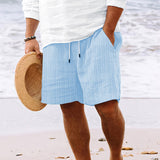 Pantalones cortos de verano para hombre con cordón y rayas