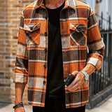 Camisa de cárdigan holgada de cuadros para hombre