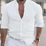 Camisa casual de manga larga para hombre en color sólido
