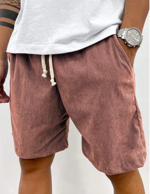 Shorts de pana para hombre con cordón