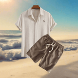 Conjunto de camisa y pantalones cortos de lino - Catalina Marbella