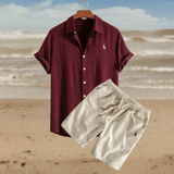 Conjunto de camisa y pantalones cortos de lino - Catalina Marbella