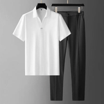 Conjunto de dos piezas para hombre – Camisa polo de manga corta y pantalones hasta el tobillo - Catalina Marbella