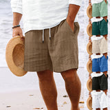 Pantalones cortos de verano para hombre con cordón y rayas