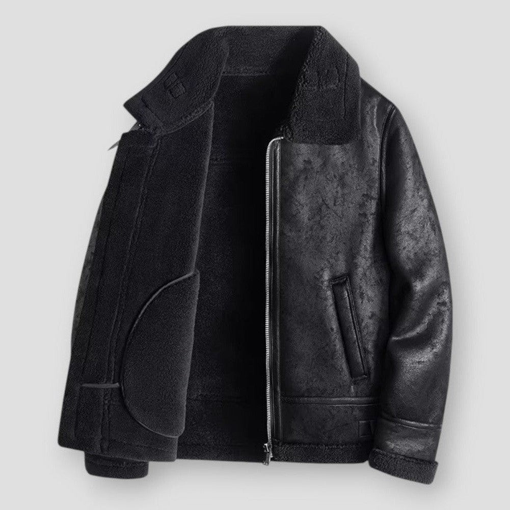 Chaqueta de cuero de lana de cordero